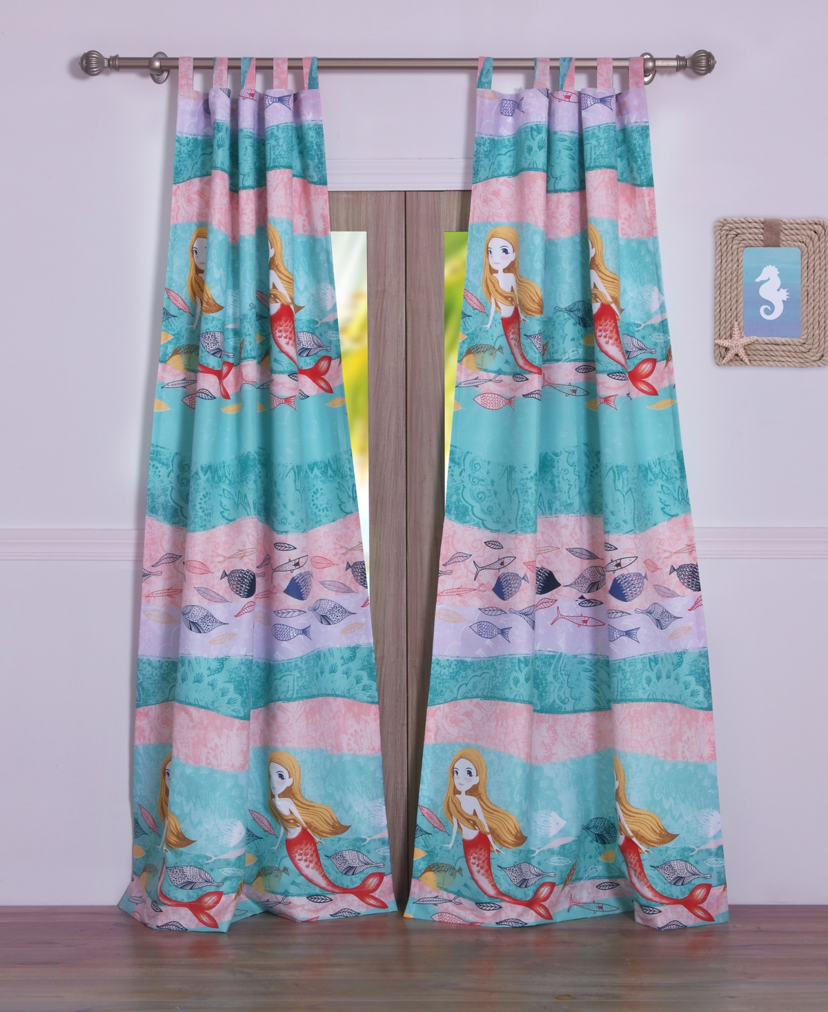 Greenland Home Fashion Mermaid's Window Curtain Panels Pair with Matching tie backs - 2 - Piece