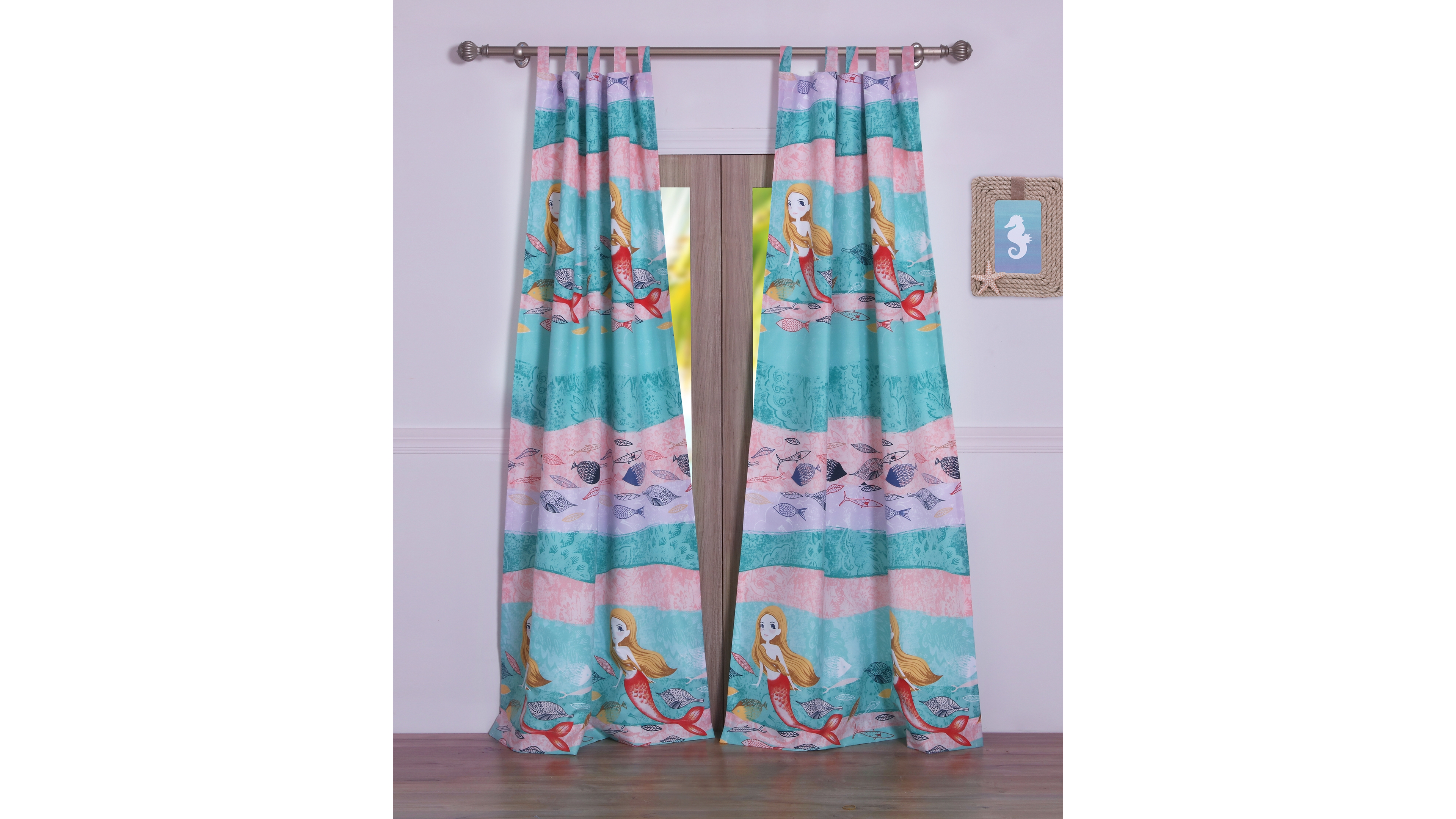 Greenland Home Fashion Mermaid's Window Curtain Panels Pair with Matching tie backs - 2 - Piece