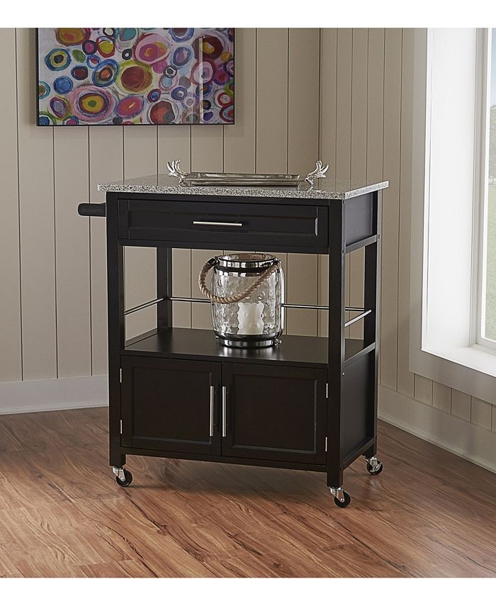 Linon Home Décor Cameron Kitchen Cart with Granite Top, Black Macy's