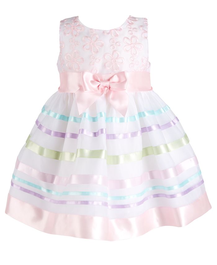Bonnie Baby Baby Girls Embroidered Organza Dress - Macy's