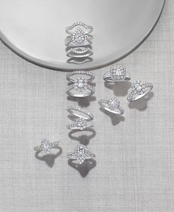 Macy's 3-Pc. Diamond Pear Cluster Bridal Set (2 ct. t.w.) in 14k White ...