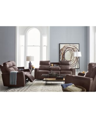 Furniture CLOSEOUT! Oaklyn Fabric & Leather Sofa Collection 
