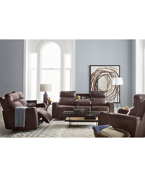 Furniture Oaklyn Fabric Leather Sofa Collection Reviews
