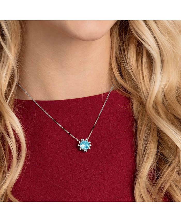 Swarovski SilverTone Crystal Round Pendant Necklace, 147/8" + 1/2