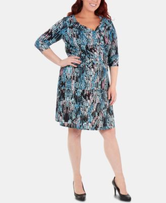 Plus Size Printed Ruched Crisscross Dress