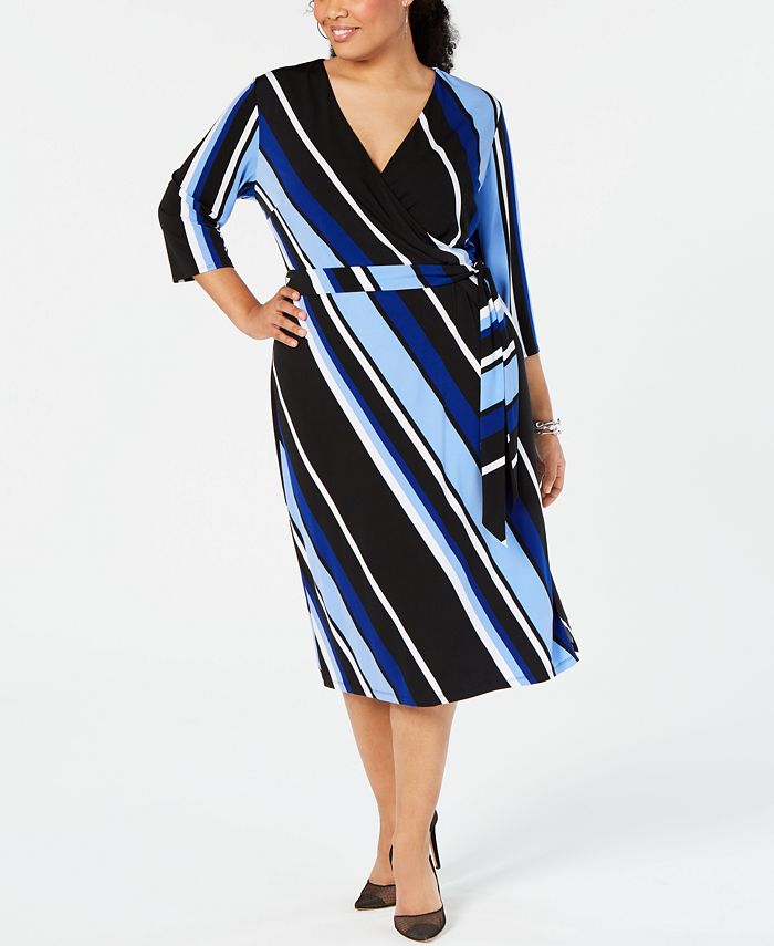 INC International Concepts I.N.C. Plus Size Striped Faux Wrap