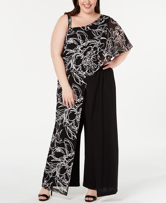 R & M Richards Plus Size One-Shoulder Jumpsuit & Reviews - Pants ...