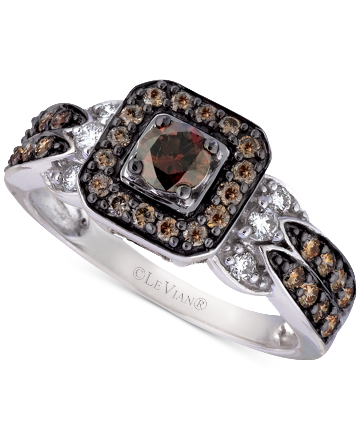 Le Vian Chocolate and Vanilla Diamond Ring (3/4 ct. .) in 14k White Gold  & Reviews - Rings - Jewelry & Watches - Macy's