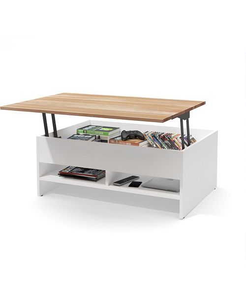 Bestar Small Space 37" Lift Top Storage Coffee Table with Solid Wood