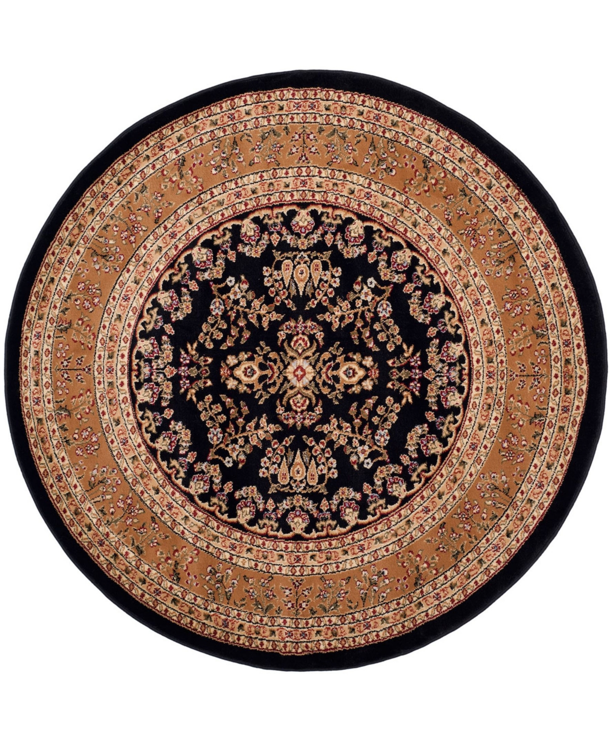 Safavieh Lyndhurst Black and Tan 8' x 8' Round Area Rug - Black Grou