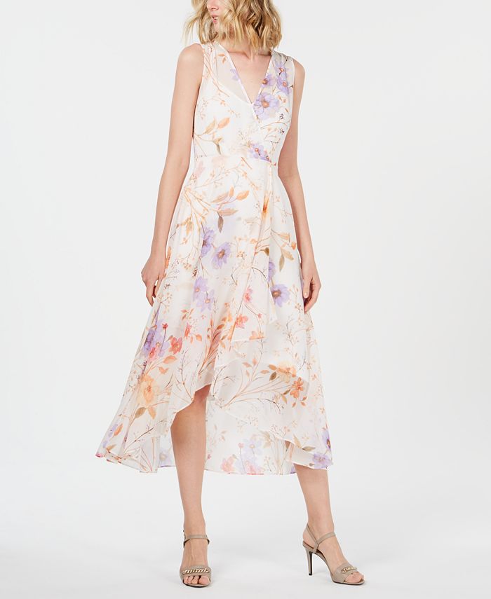 Calvin Klein Women's Floral High Low Dress -Purple Size 8