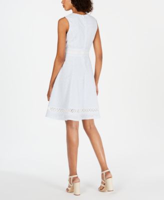 calvin klein white eyelet dress