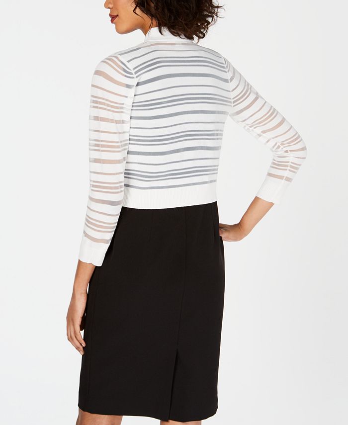 Calvin Klein - Sheer-Stripe Cropped Cardigan