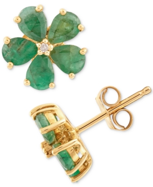 image of Sapphire (1-3/4 ct. t.w.) & Diamond Accent Stud Earrings in 14k Gold(Also Available In Emerald)