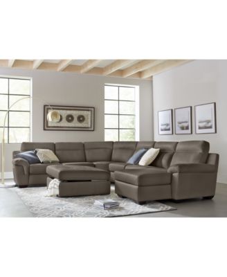 CLOSEOUT! Julius II Leather Power Reclining Sectional Sofa Collection with Power Headrests and USB Power Outlet, Created for Macy's