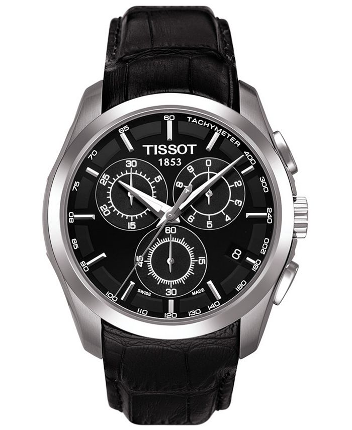 Tissot Men's Swiss Chronograph TClassic Courturier Black Leather Strap
