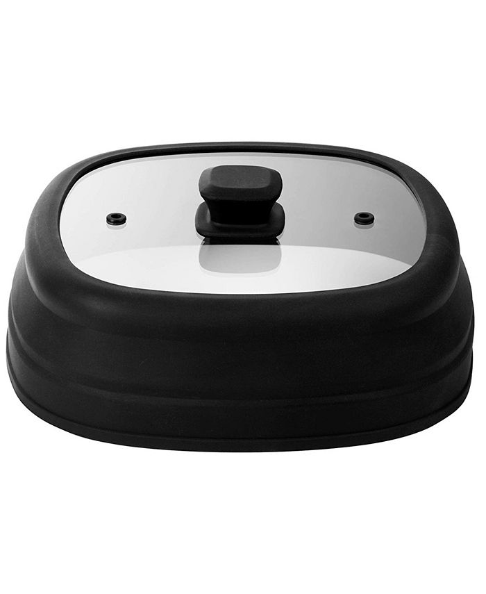 Bezrat 10" Square Silicone and Glass Microwave Plate Cover Macy's