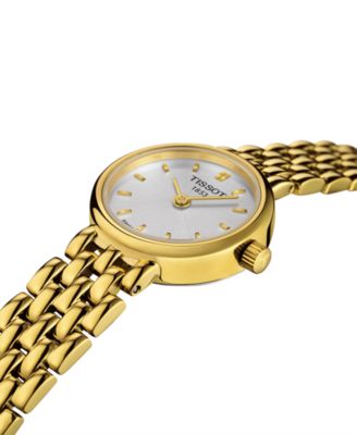 Women's Swiss T-Lady Lovely Gold-Tone PVD Stainless Steel Bracelet Watch 19.5mm