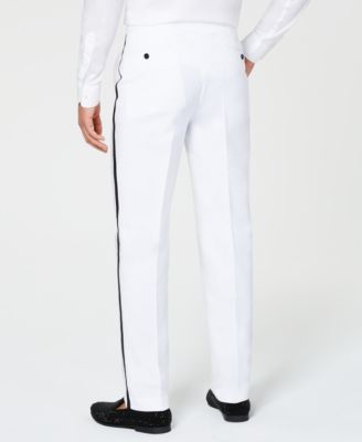Sean John Men's Classic-Fit White Plain Tuxedo Pants