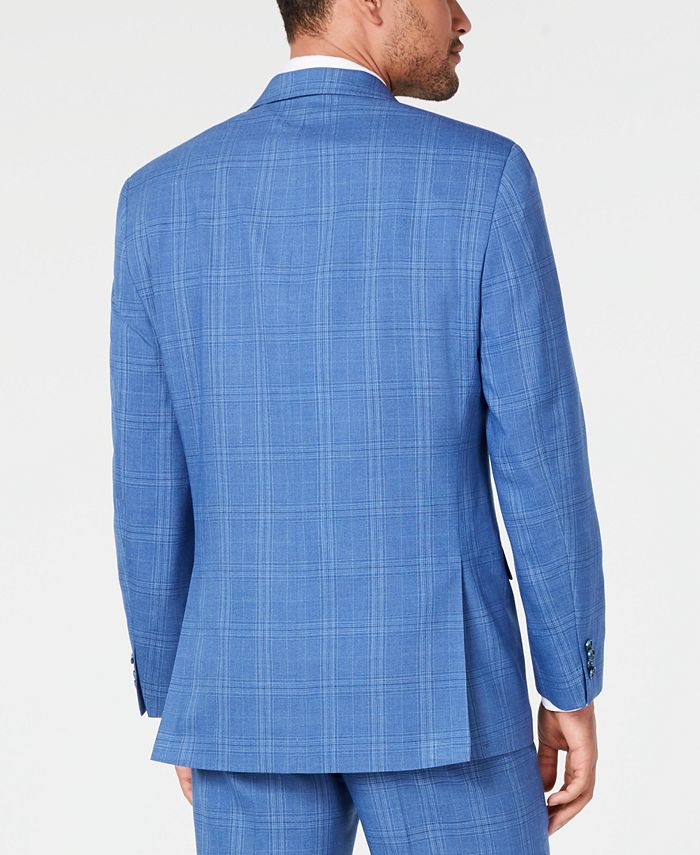 Sean John Men's Classic-Fit Stretch Blue Plaid Suit Jacket & Reviews ...