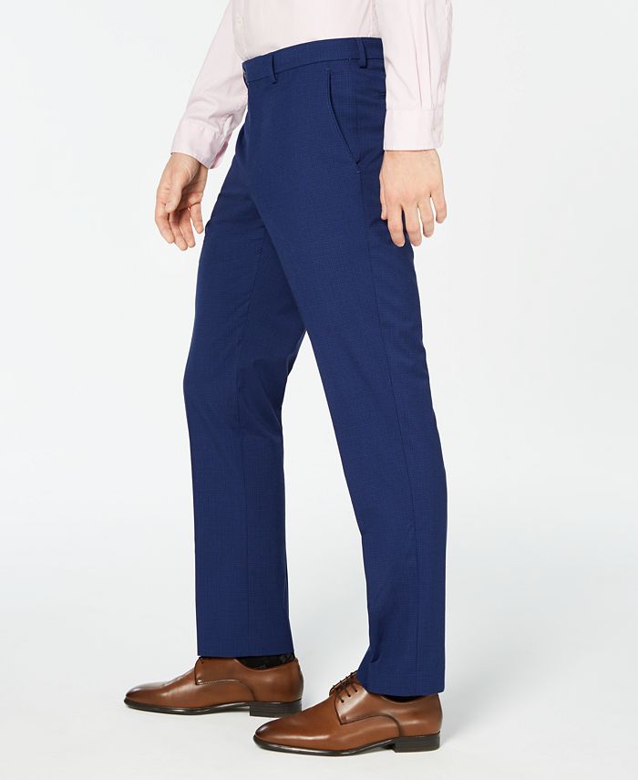 Vince Camuto Men's Slim-Fit Stretch Wrinkle-Resistant Blue Check Suit ...