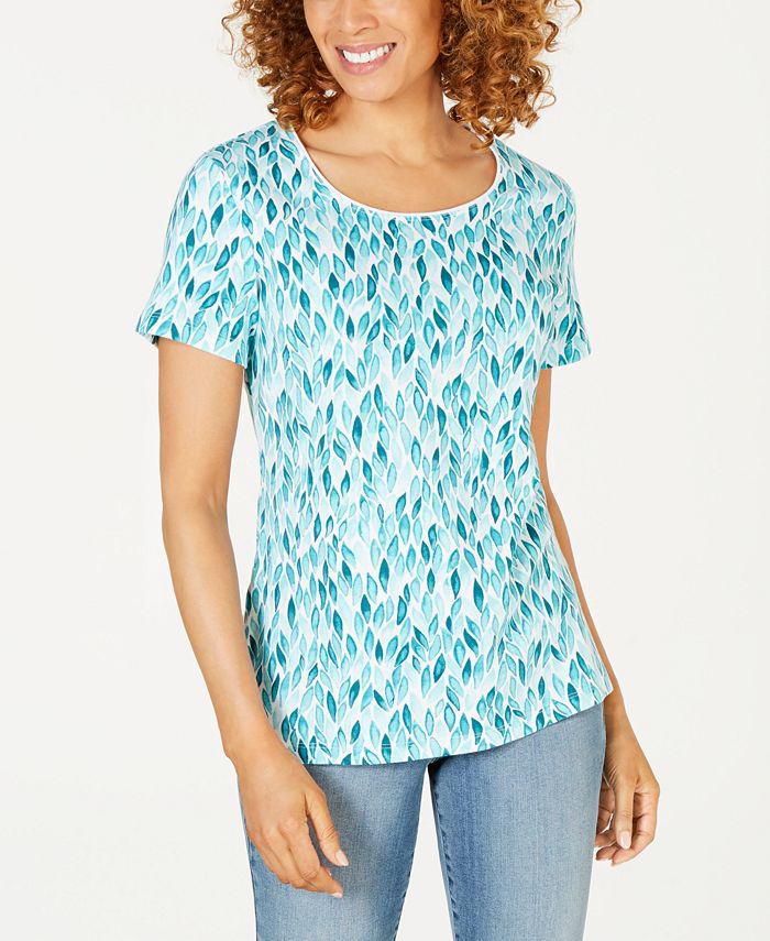 Karen Scott Printed Scoop-Neck T-Shirt, Created for Macy's - Macy's