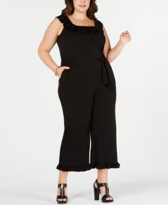 Michael Kors - Plus Size Ruffled Tie-Waist Jumpsuit