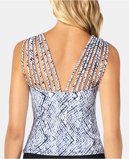 Swim Solutions Smolder Printed StrappyNeck Tankini Top, Created for