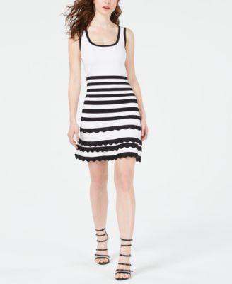 black and white striped button down dress