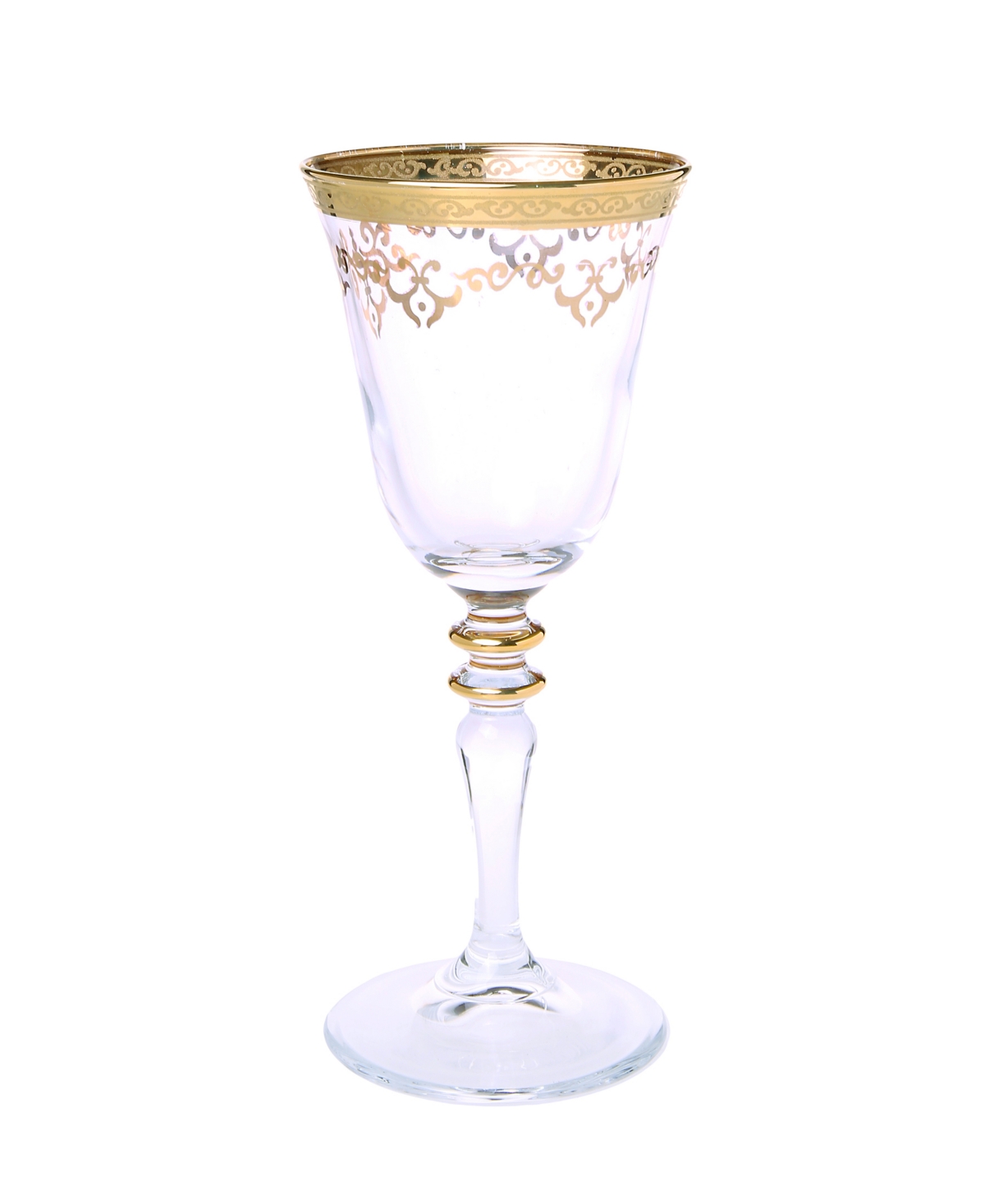 Classic Touch Set Of 6 Wine Glasses With Design In Gold