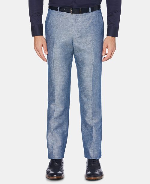 alfani Perry Ellis Portfolio Perry Ellis Men's Portfolio Modern-Fit Linen/Cotton Solid Dress Pants Men's Fashion & Accessories