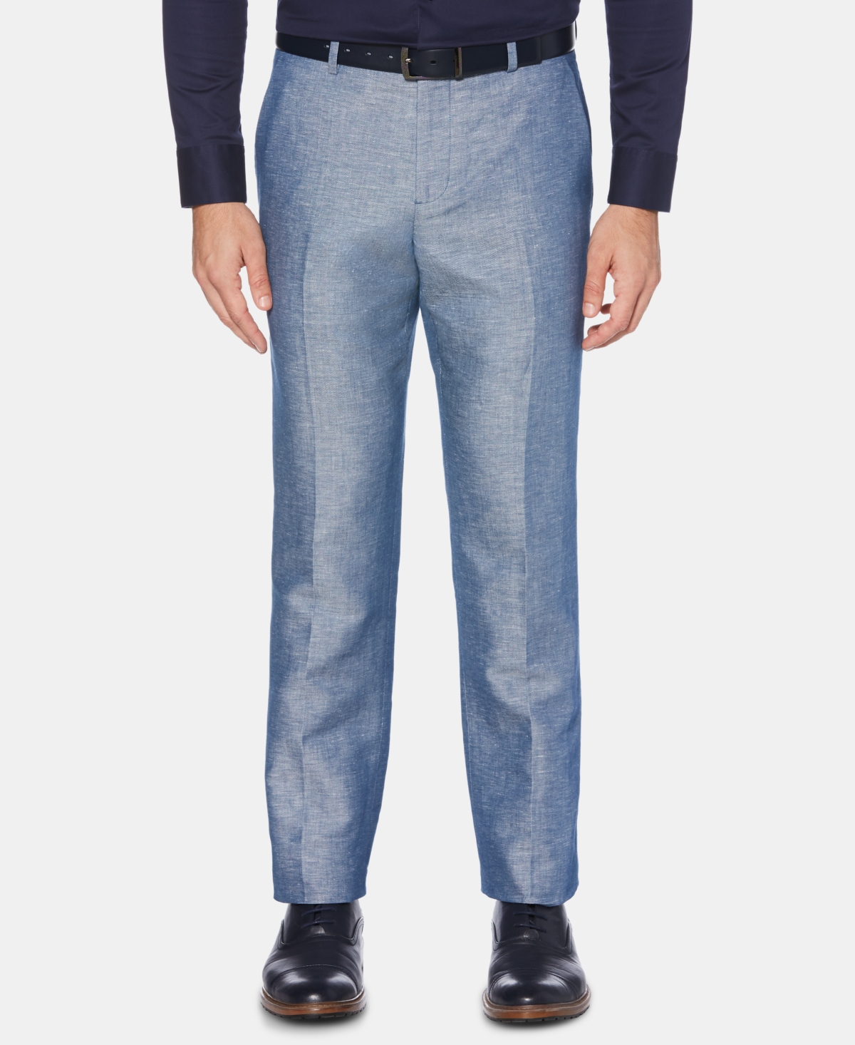 Perry Ellis Men's Portfolio Modern-Fit Linen/Cotton Solid Dress Pants - Blue Print