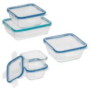 Genicook Borosilicate Tempered Glass Food Storage Containers with Pro Grade Locking Glass Lids, Vent and Removeable Lockdown Levers, Square Shape - 8