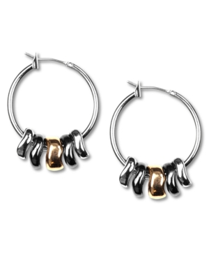 Nine West Earrings, Tri-Tone Shaky Hoop Earrings