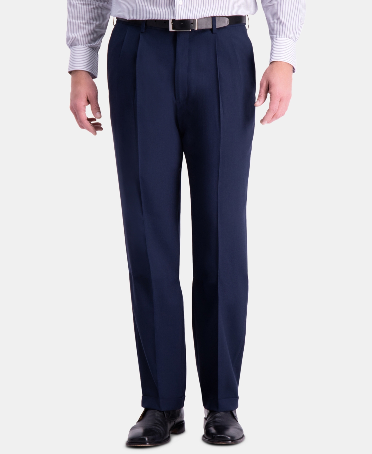Haggar Men's Premium Comfort Stretch Classic-Fit Solid Pleated Dress Pants