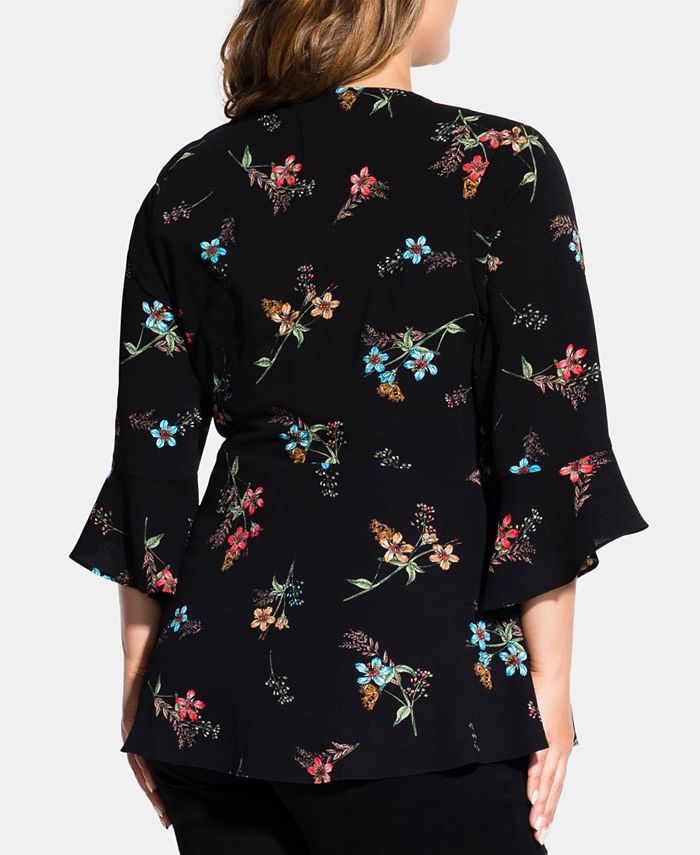 City Chic Trendy Plus Size FloralPrint Wrap Top Macy's