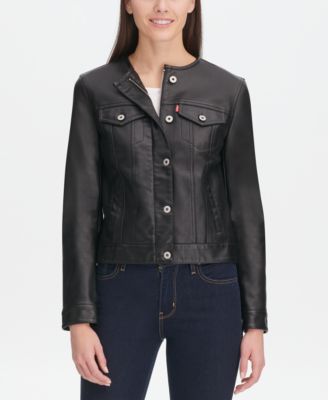 Levi's - Collarless Faux-Leather Trucker Jacket