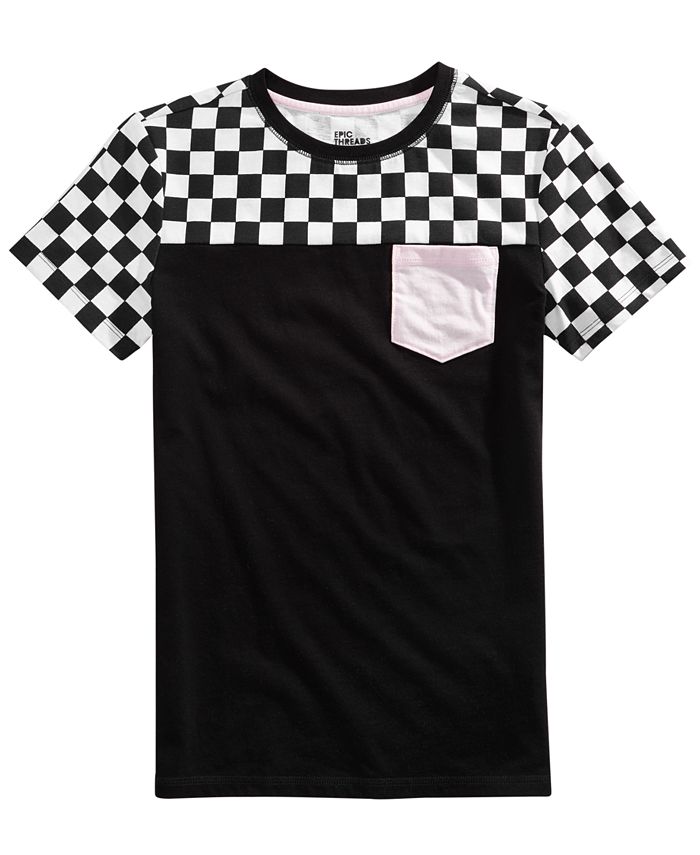 Epic Threads Big Boys Colorblocked Checker Pocket T-Shirt, Created for ...