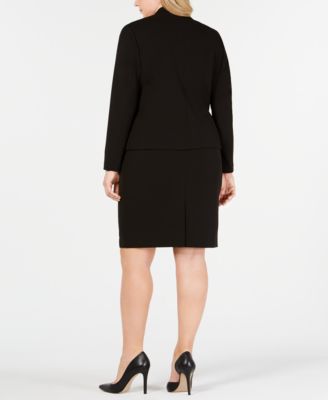 Plus Size Asymmetrical Jacket & Pencil Skirt