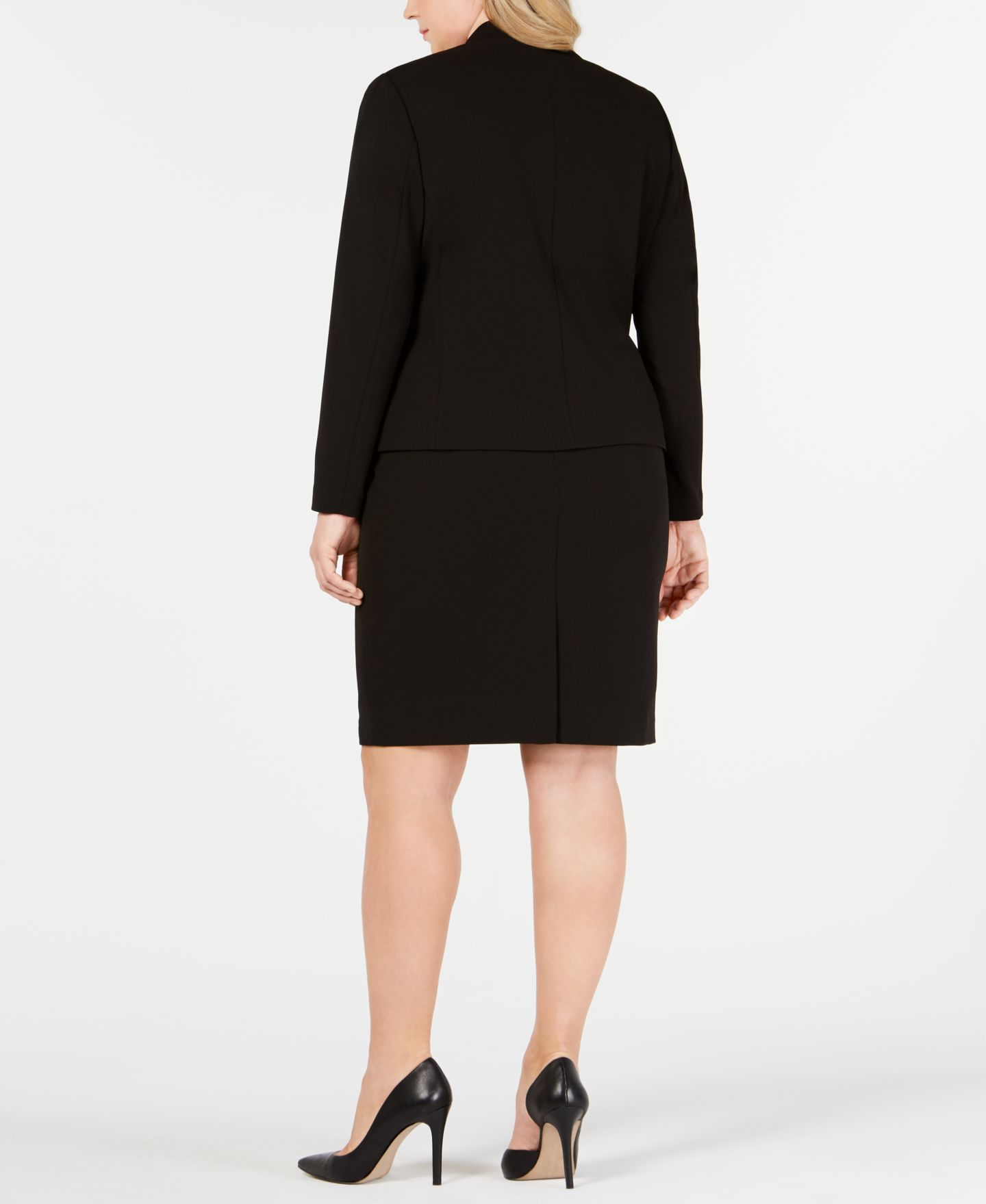 Женские комплекты Calvin Klein Plus Size Asymmetrical Jacket & Pencil Skirt, цвет: Чёрный — фото 2