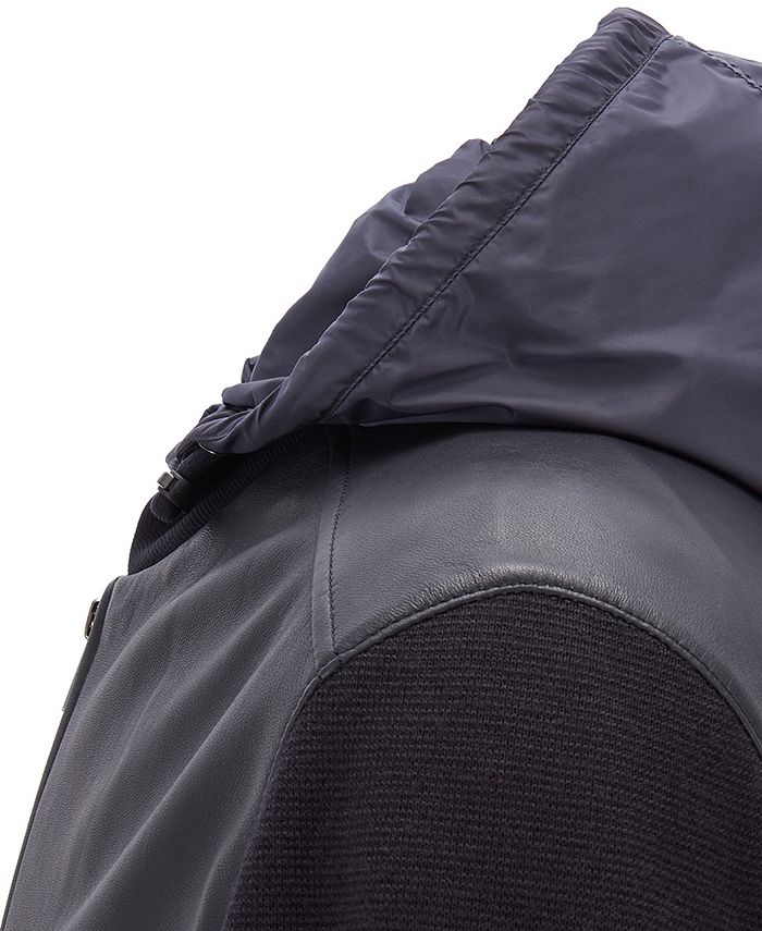 Hugo Boss BOSS Men's Regular/Classic Fit Hooded Leather Jacket ...