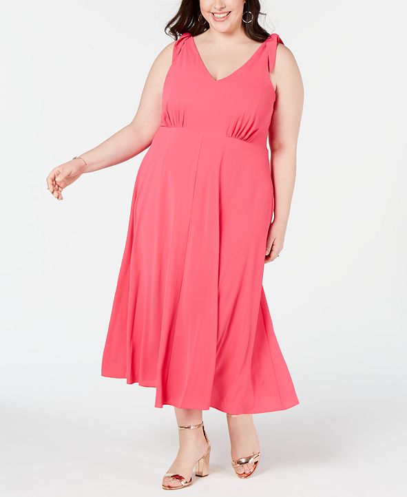 Betsey Johnson Plus Size Shoulder-Tie Midi Dress & Reviews - Dresses ...