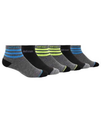 adidas - Little & Big Boys 6-Pack 3-Stripe Quarter Socks
