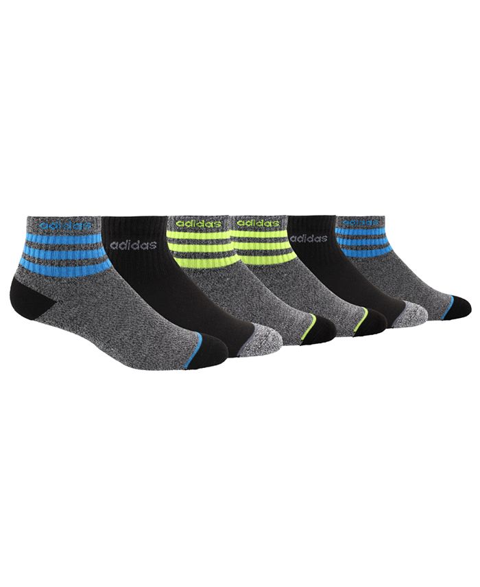 adidas Little & Big Boys 6-Pack 3-Stripe Quarter Socks - Macy's