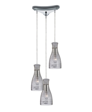 Strata 3 Light Pendant in Polished Chrome and Clear Glass