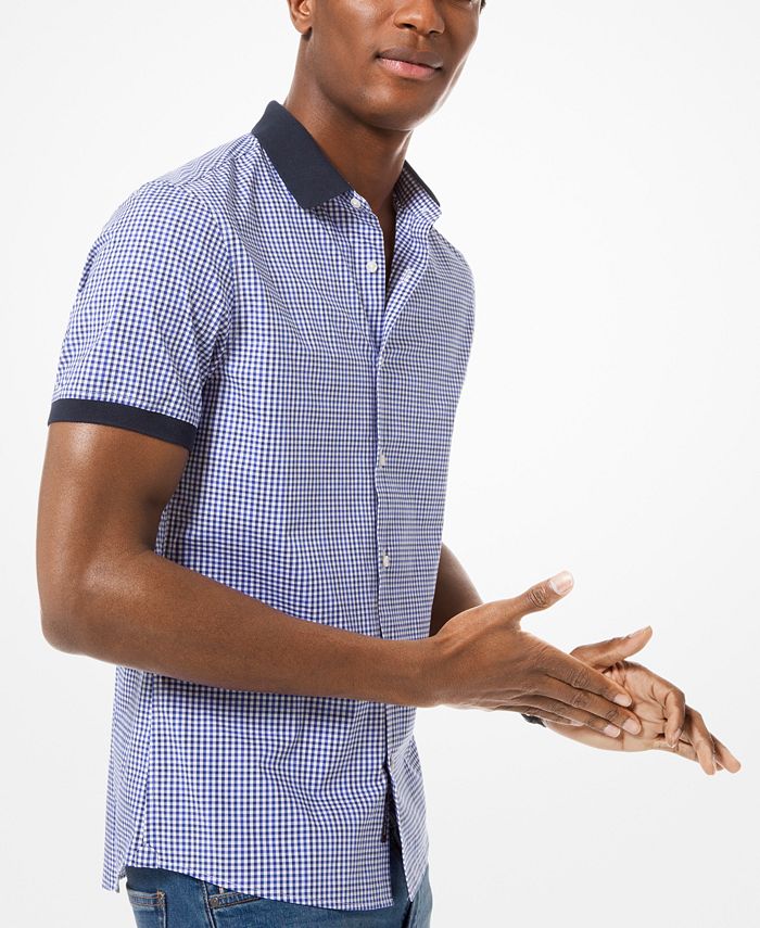 Michael kors men's stretch gingham check shirt on sale