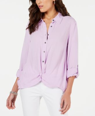 Style & Co - Knot-Front Button-Up Top