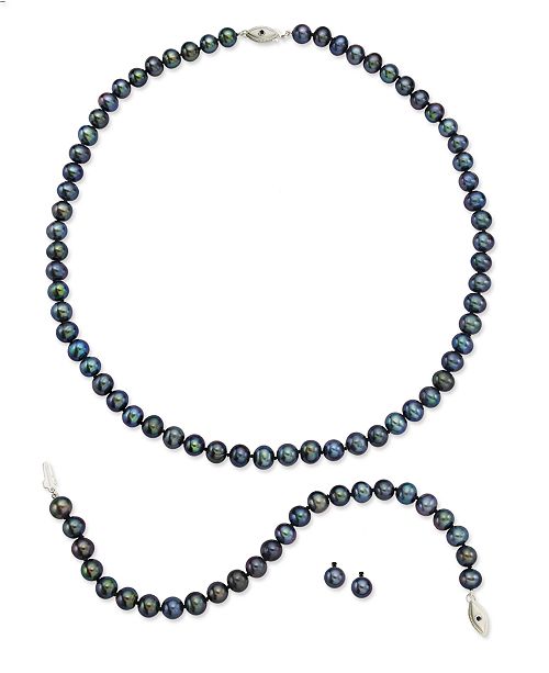 Macy's Sterling Silver Jewelry Set, Grey Cultured Freshwater Pearl and