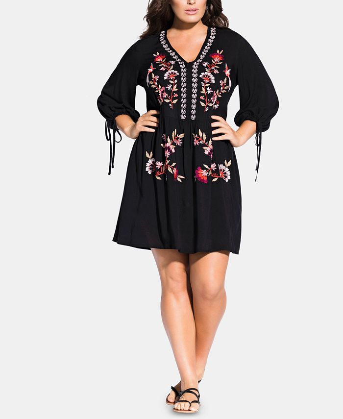 salvie Embankment Monica City Chic Trendy Plus Size Boho Embroidered Dress & Reviews - Dresses - Plus  Sizes - Macy's