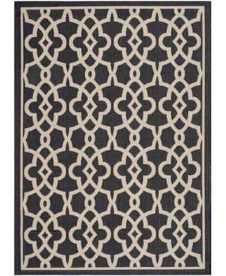 Courtyard CY6071 Black and Beige 8' x 11' Outdoor Area Rug